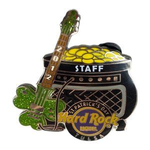 Hard Rock Hotel 2012 St Patrick's Day  Pot of Gold Guitar Staff Lapel Pin